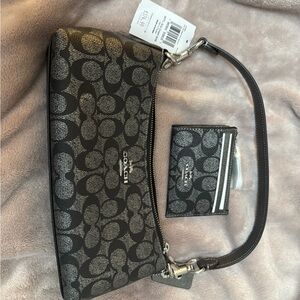 Coach Black and Silver Signature Shoulder Bag